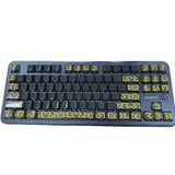 High-temperature firing of black and gold-patterned ceramic keycaps