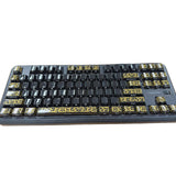 High-temperature firing of black and gold-patterned ceramic keycaps